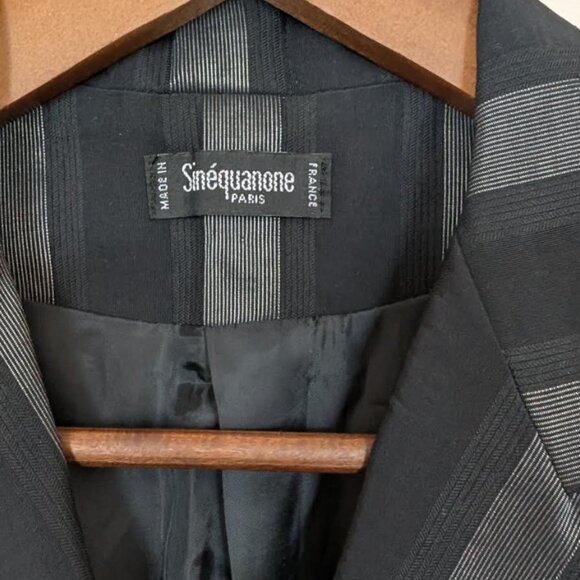 Sinequanone Paris Black Geometric Stripe Blazer Statement Tailored Jacket - Picture 4 of 6